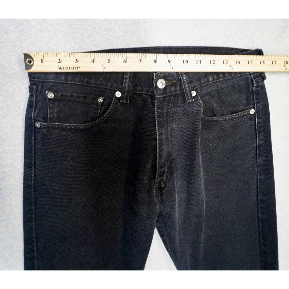 Levis 505 Jeans Mens 32x32 Black Regular Fit Straight Leg Zip Fly Cotton Denim‎
